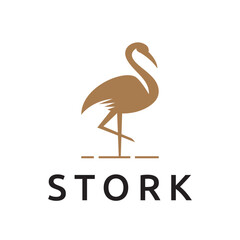 Stork Bird Animal Wildlife Jungle Silhouette Logo Template