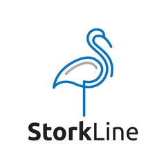 Stork Bird Animal Wildlife Jungle Line Outline Business Logo Template