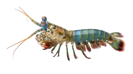 Realistic Mantis Shrimp Isolated on White Transparent Background