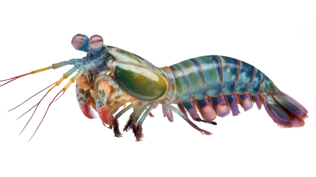 Realistic Mantis Shrimp Profile Isolated on White Background