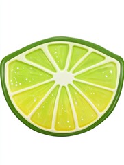 Lime Slice Shaped Tray in Green and Yellow Tones for Summer Refreshments and Kitchen Decor