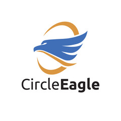 Circle Eagle Hawk Falcon Bird Animal Head Mascot Business Logo Template