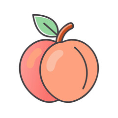Juicy Peach Fruit Fresh Icon Design
