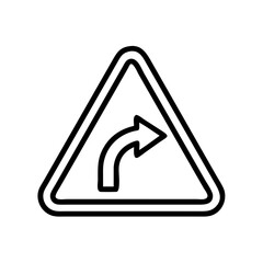 Left Curve Road Sign Icon Design