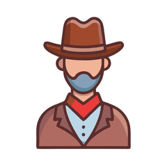 Male Cowboy Character Avatar Icon Design