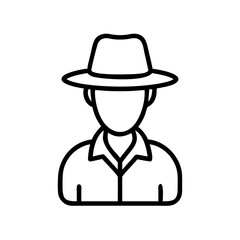 Male Cowboy Character Avatar Icon Design