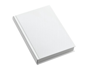 Closed white book with plain cover mockup on transparent background