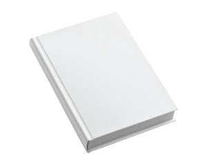 Closed white book with plain cover mockup on transparent background