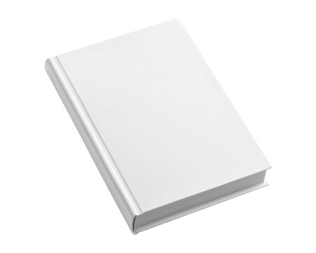 Closed white book with plain cover mockup on transparent background