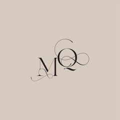 wedding serif monogram logo line and bold mix concept MQ beautiful initial letter