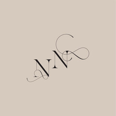 wedding serif monogram logo line and bold mix concept NN beautiful initial letter