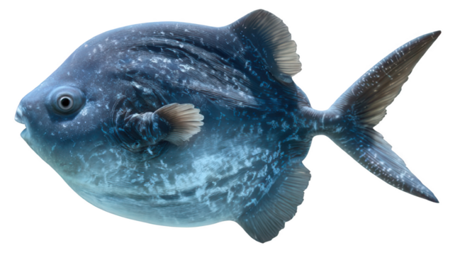 Realistic Sunfish Mola Mola Isolated on White Transparent Background