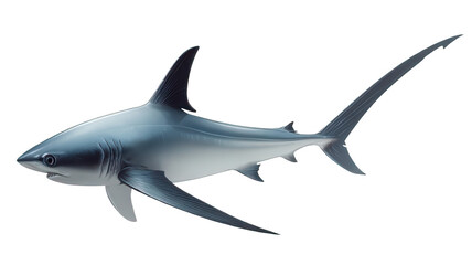 Obraz premium Realistic Thresher Shark Isolated on White Transparent Background