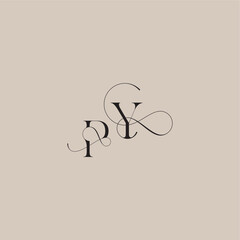 wedding serif monogram logo line and bold mix concept PY beautiful initial letter