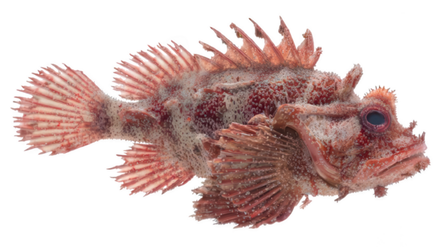 Scorpionfish Realistic Illustration on White Transparent Background