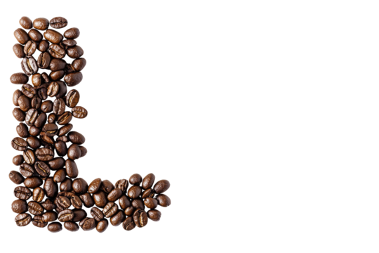 Letter L formed from coffee beans (1)
