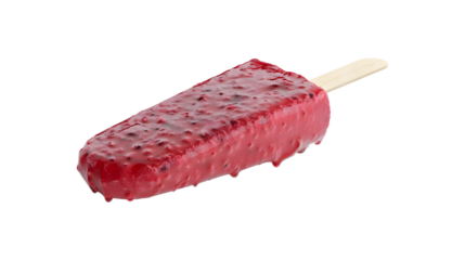 ibrant red popsicle wooden stick frozen fruit
