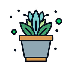 Potted Plant Decor Icon Design