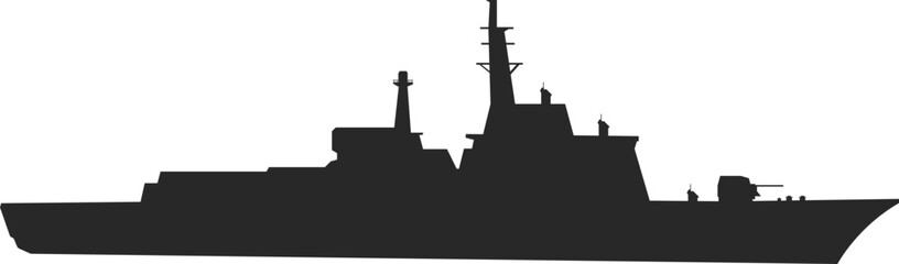 Silhouette of a Naval Destroyer Warship