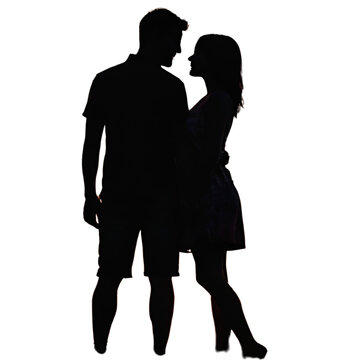 Romantic Silhouette of Lovers Sharing a Sunset Kiss

