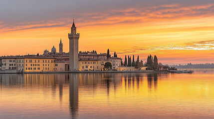 Fototapeta premium Sunrise over Island Town