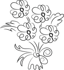 Elegant Line Art Floral Bouquet Illustration Design