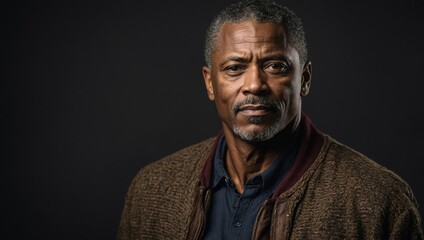 Obraz premium Middle-aged African American male captured in a studio portrait.