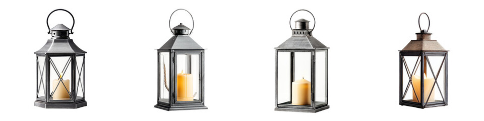 Fototapeta premium Decorative lanterns with candles for home and outdoor lighting