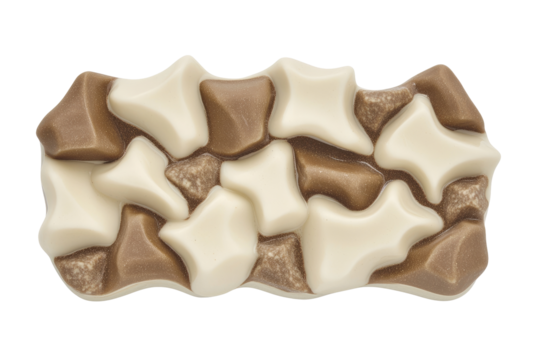 Two-toned chocolate bar with irregular shapes