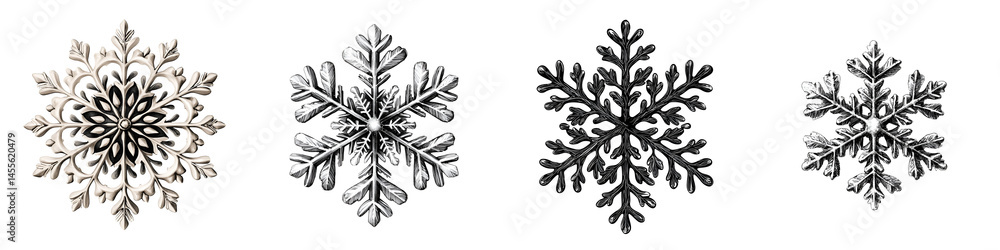 Poster elegant snowflake in various styles