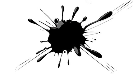 Black Ink Splatter, Abstract Minimalist Art, transparent background