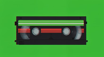 Fototapeta premium Retro VHS Cassette Tape on Green Screen: A Nostalgic Blast from the Past