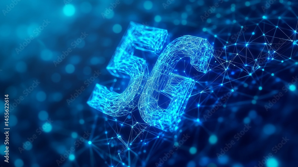 Poster network technology advances with a vibrant digital representation of 5g connectivity against a futur