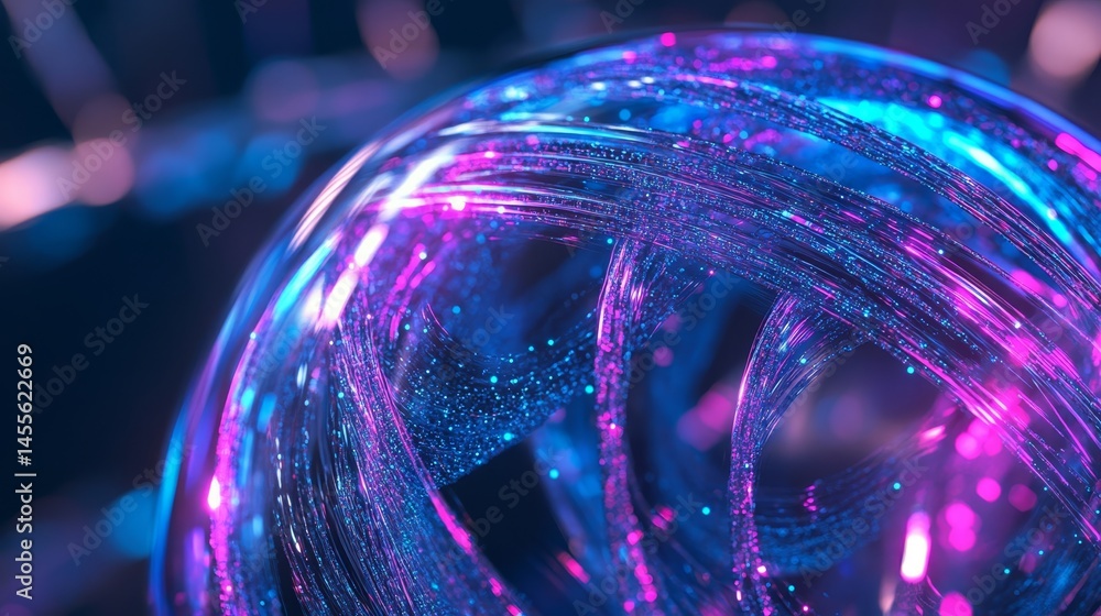 Poster colorful abstract swirl created with neon lights in a dark background showcasing modern digital art 