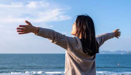 太陽と話す彼女