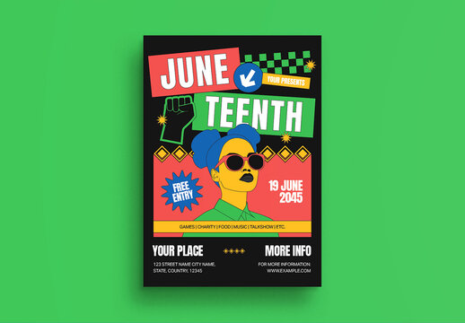 Black Green Quirky Juneteenth Flyer