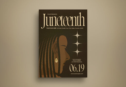 Beige and Brown Flat Illustration Juneteenth Flyer Layout