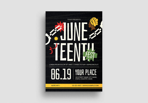 Black Quirky Illustration Juneteenth Flyer Layout