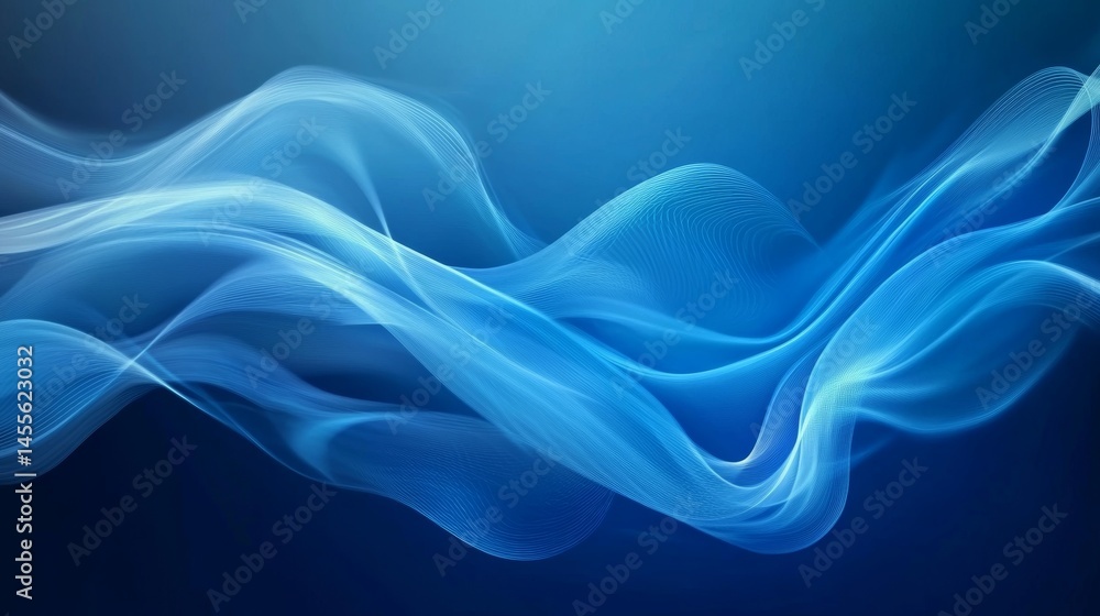 Poster wavy blue abstract background featuring flowing lines and soft curves creating a serene and calming 