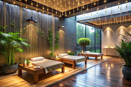 Serene spa retreat with natural light and elegant treatment beds setting the stage