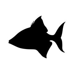 Fish vector silhouette on transparent background
