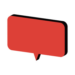 角丸吹き出し　アイソメトリック　赤