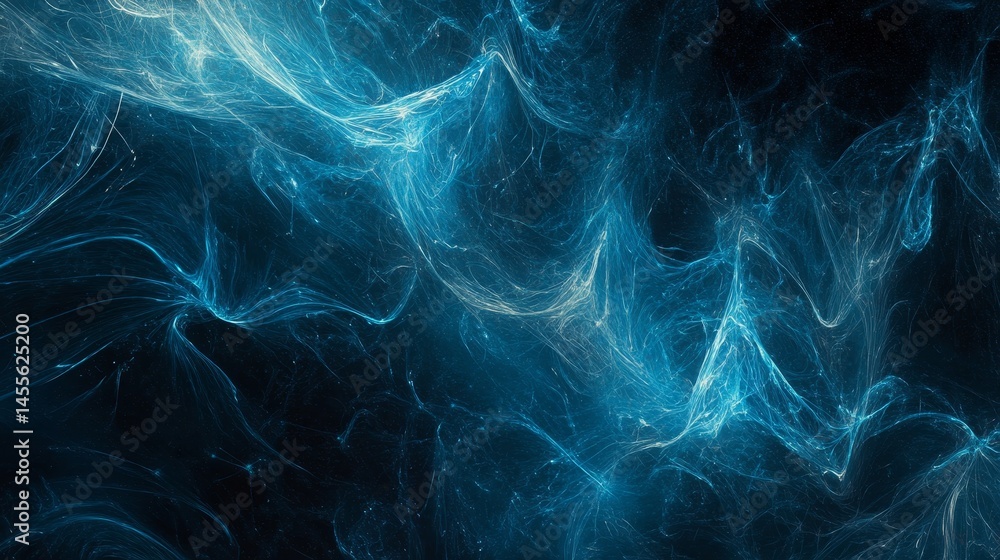 Poster vibrant blue abstract swirls create a captivating visual experience in a dark cosmic background for 