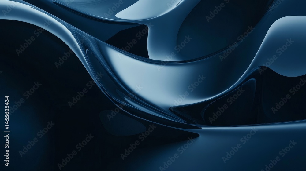 Poster elegant blue waves with smooth curves creating a calming abstract design suitable for background or 