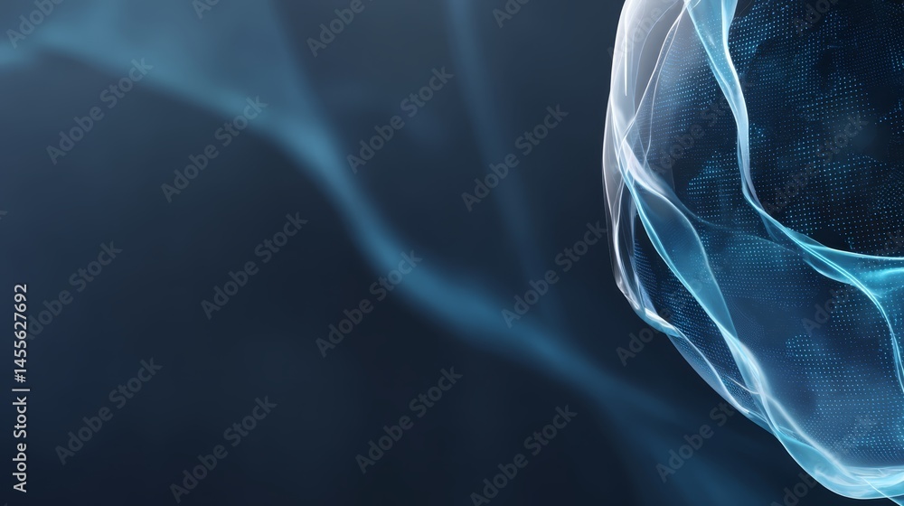 Poster A glowing blue planet radiates connection lines against a dark data-themed backdrop, highlighting vastness and connectivity while providing copy space on the right
