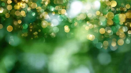 Obraz premium Circular bokeh effects enhance the blurred greens and yellows, offering a serene and dreamlike ambiance perfect for artistic projects and background use