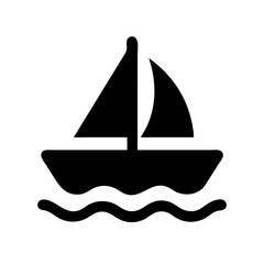 Sailboat on Water Sea Icon Design