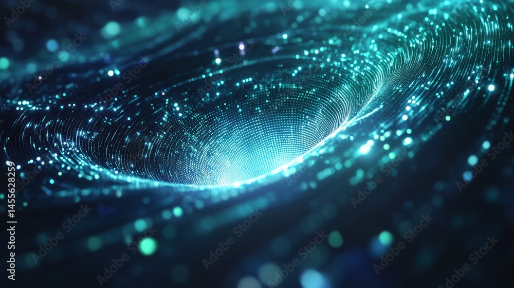 Poster mesmerizing abstract representation of a swirling vortex in deep space with glowing particles and vi
