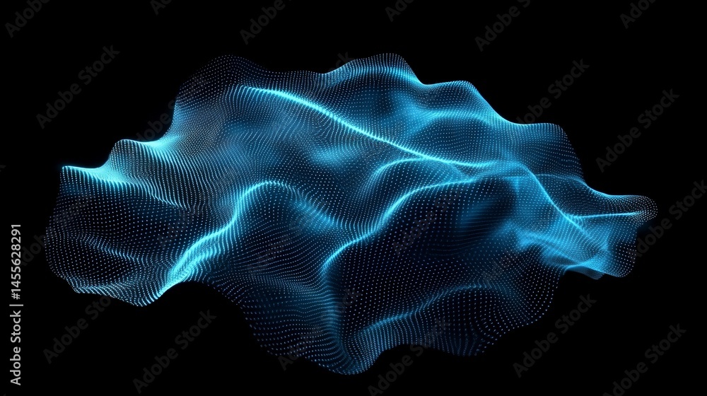 Poster dynamic blue waves create a mesmerizing visual display against a black background, illustrating move