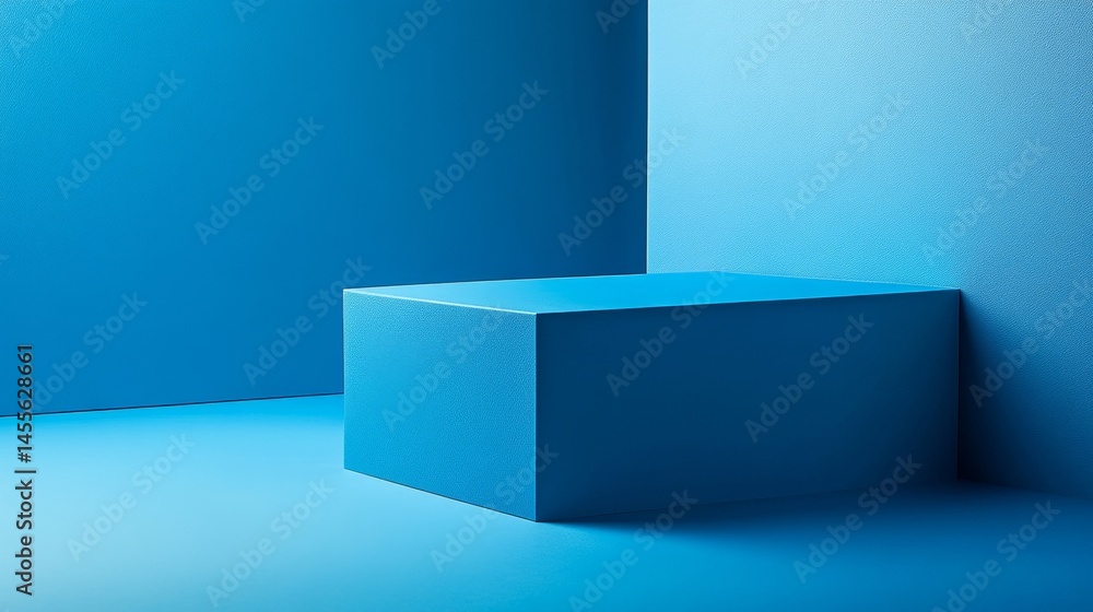 Poster vibrant blue geometric shapes create a striking visual display in a minimalist setting featuring smo